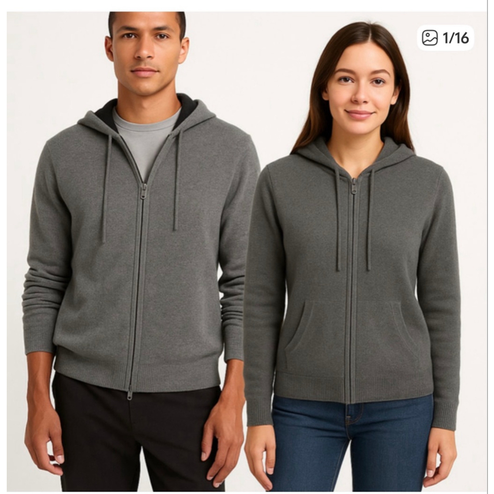 Women's Vince. Gray Cashmere Full-Zip Hoodie S